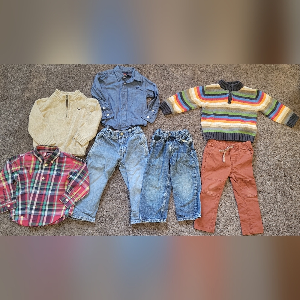 2t boys bundle, gymboree, cat & Jack, osh kosh, wrangler, carters jeans, sweater